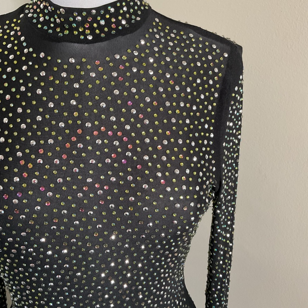 1. Sheer Rhinestone Elegant Black and White Jumpsuit Size Unknown. - Picture 7 of 11